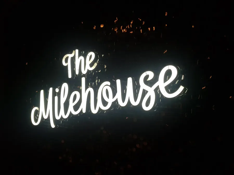 The Milehouse neon sign